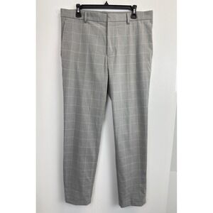 H&M 34X31 Mens Pants Slacks Trousers Windowpane Gray Performance Stretch‎